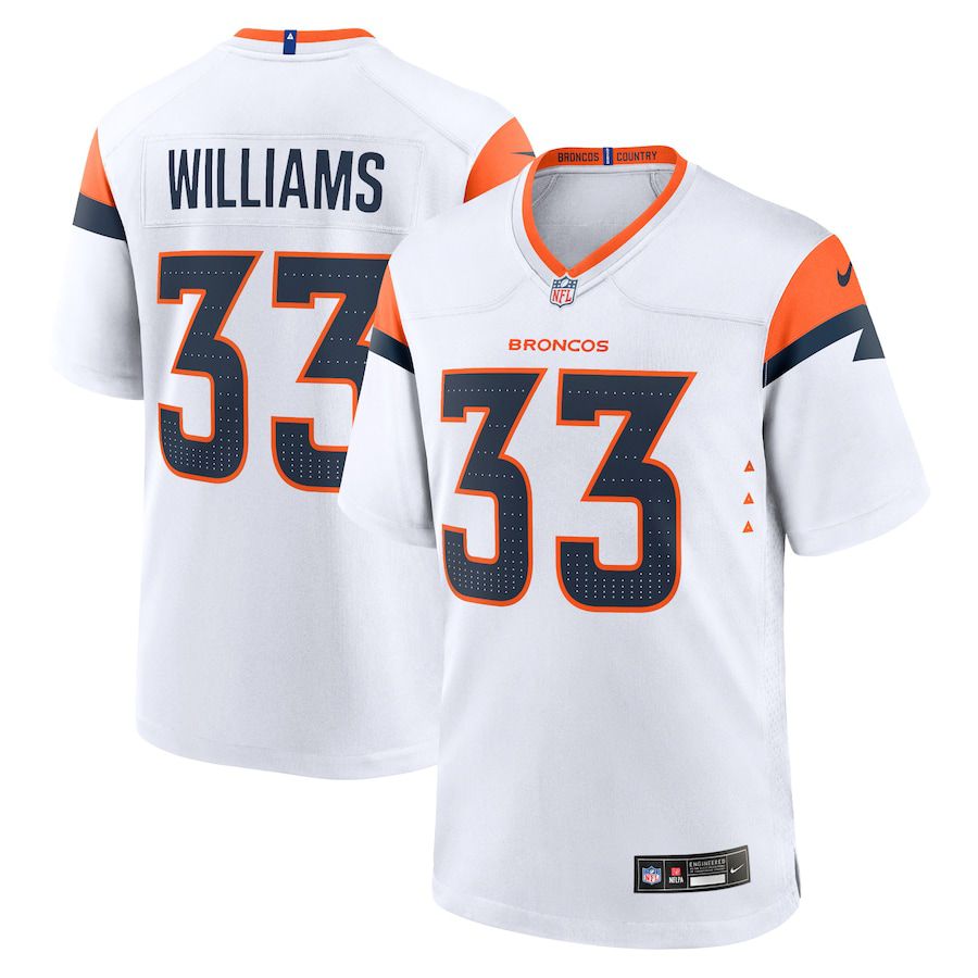 Men Denver Broncos 33 Javonte Williams Nike White Game NFL Jersey